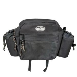 Deluxe Two Bottle Fanny Pack Hydration Waist Pack Hiking Travel Black